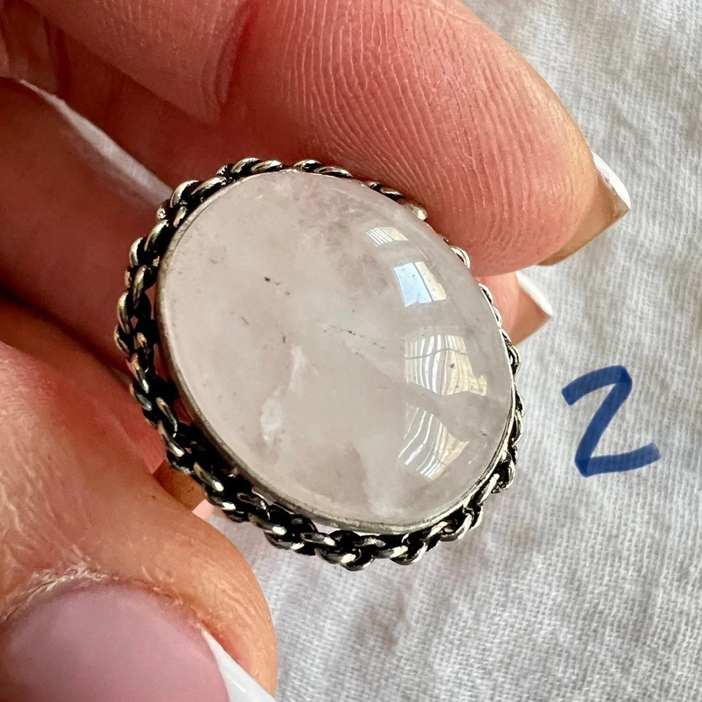 925 POWER STONE Clear Quartz Ring Sz 11